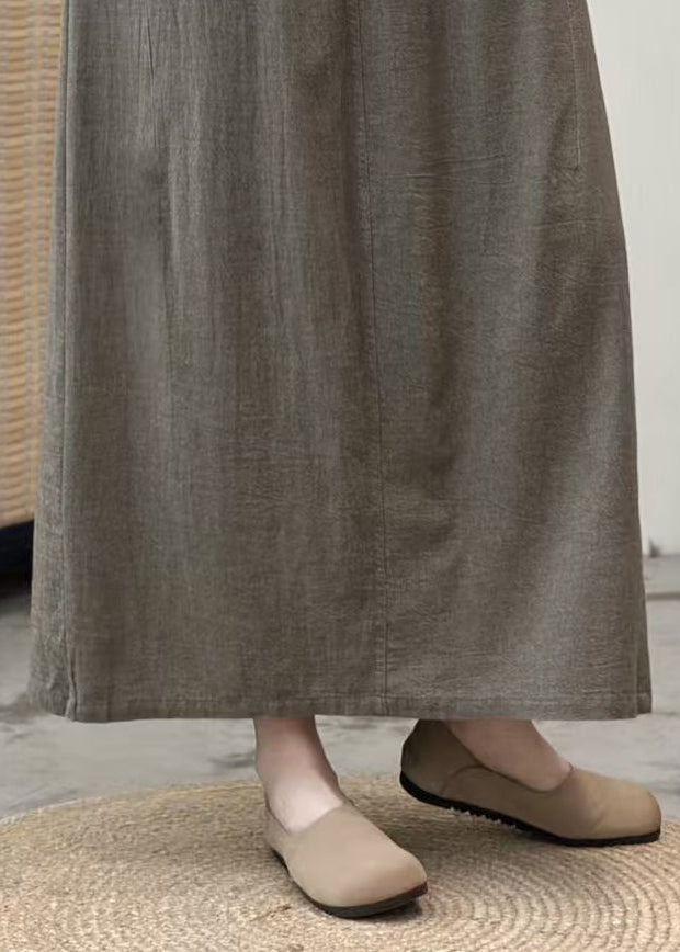 Plus Size Khaki Oversized Cotton A Line Skirt Summer