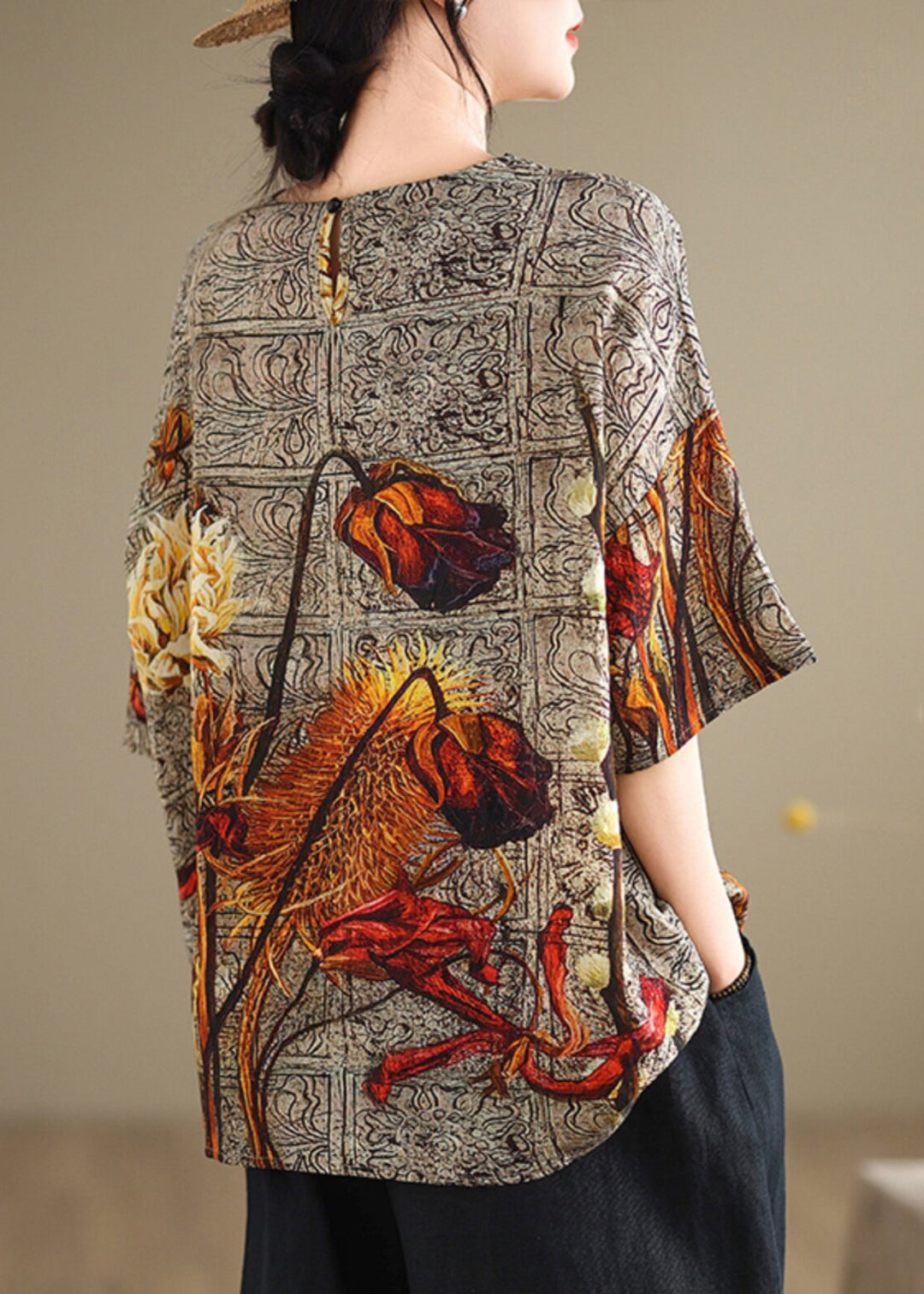 Plus Size O Neck Print Casual Cotton T Shirt Summer