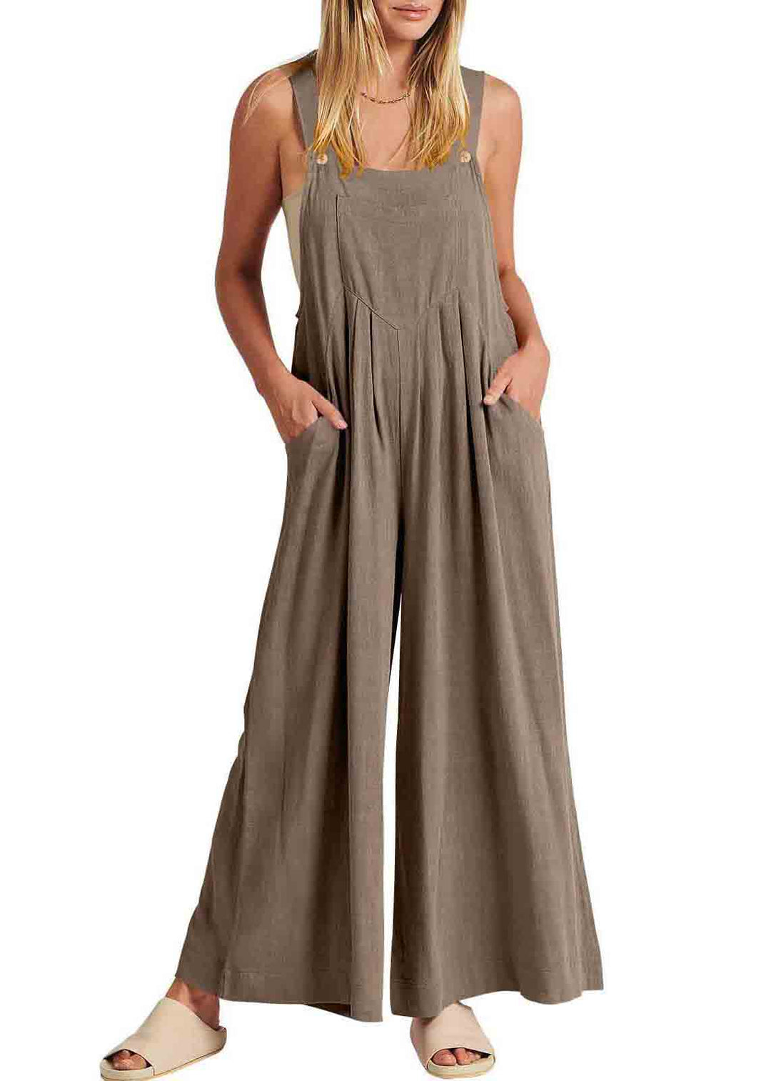 Plus Size Oversized Wrinkled Linen Overalls Jumpsuits Summer