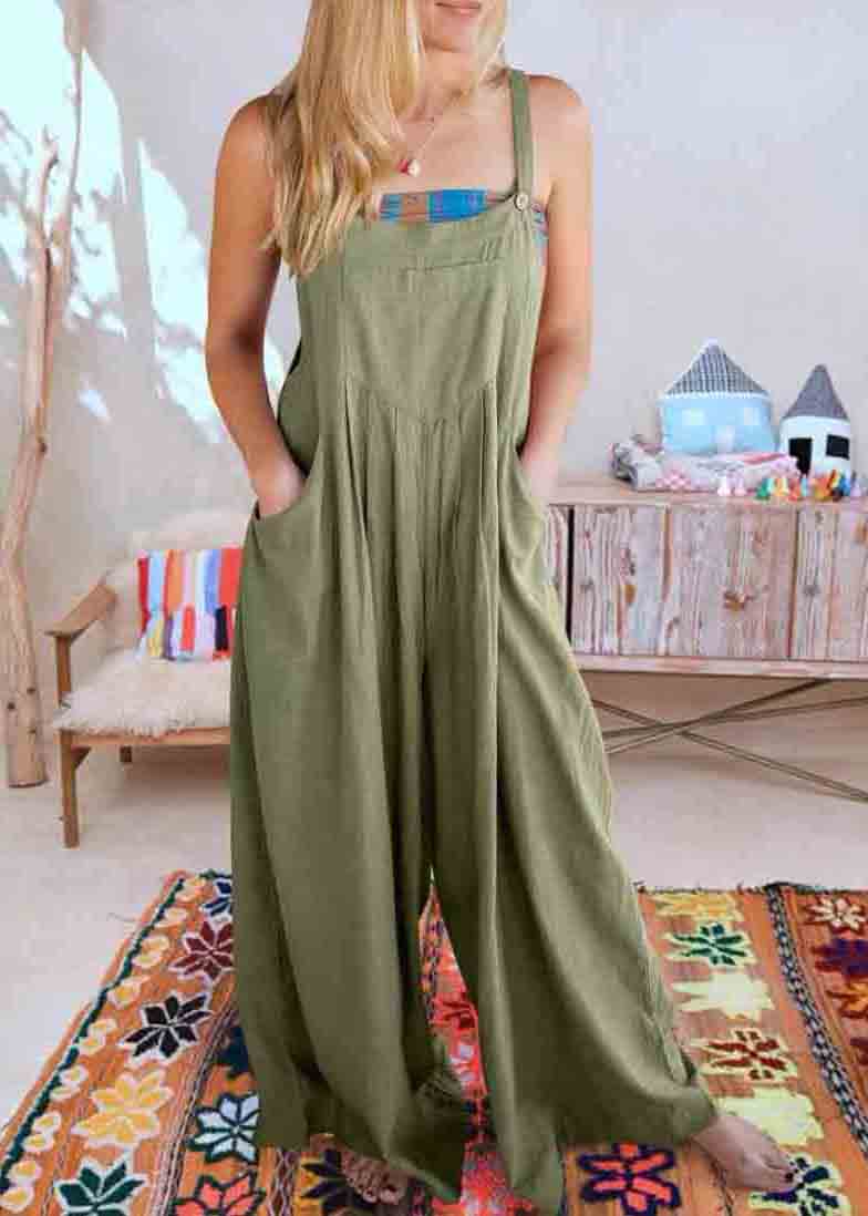 Plus Size Oversized Wrinkled Linen Overalls Jumpsuits Summer