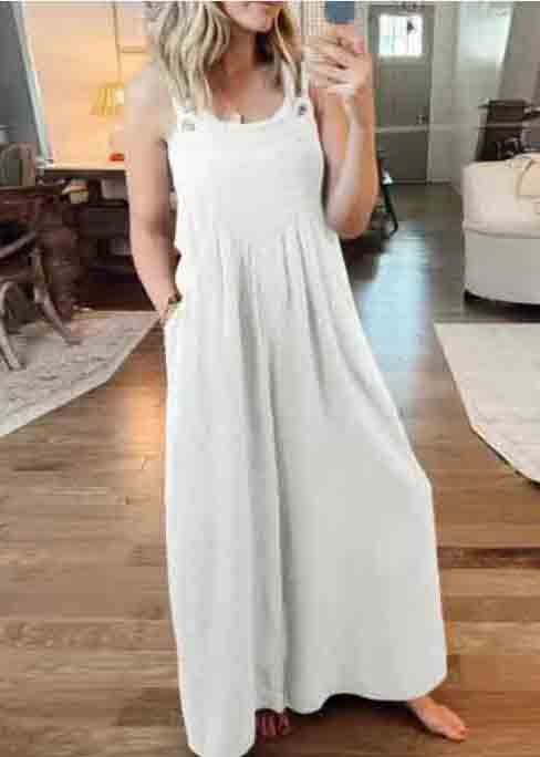Plus Size Oversized Wrinkled Linen Overalls Jumpsuits Summer