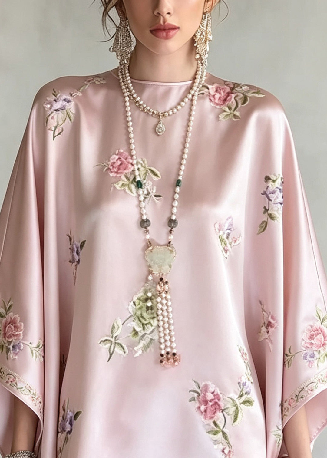 Plus Size Pink O-Neck Print Shirt Tops Fall