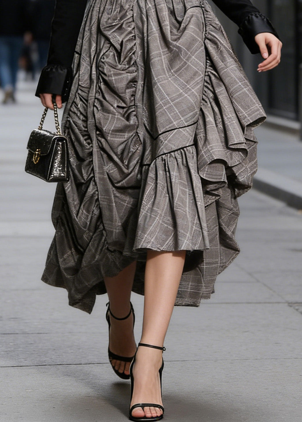 Plus Size Plaid Asymmetrical design Cinched Summer A Line Skirt