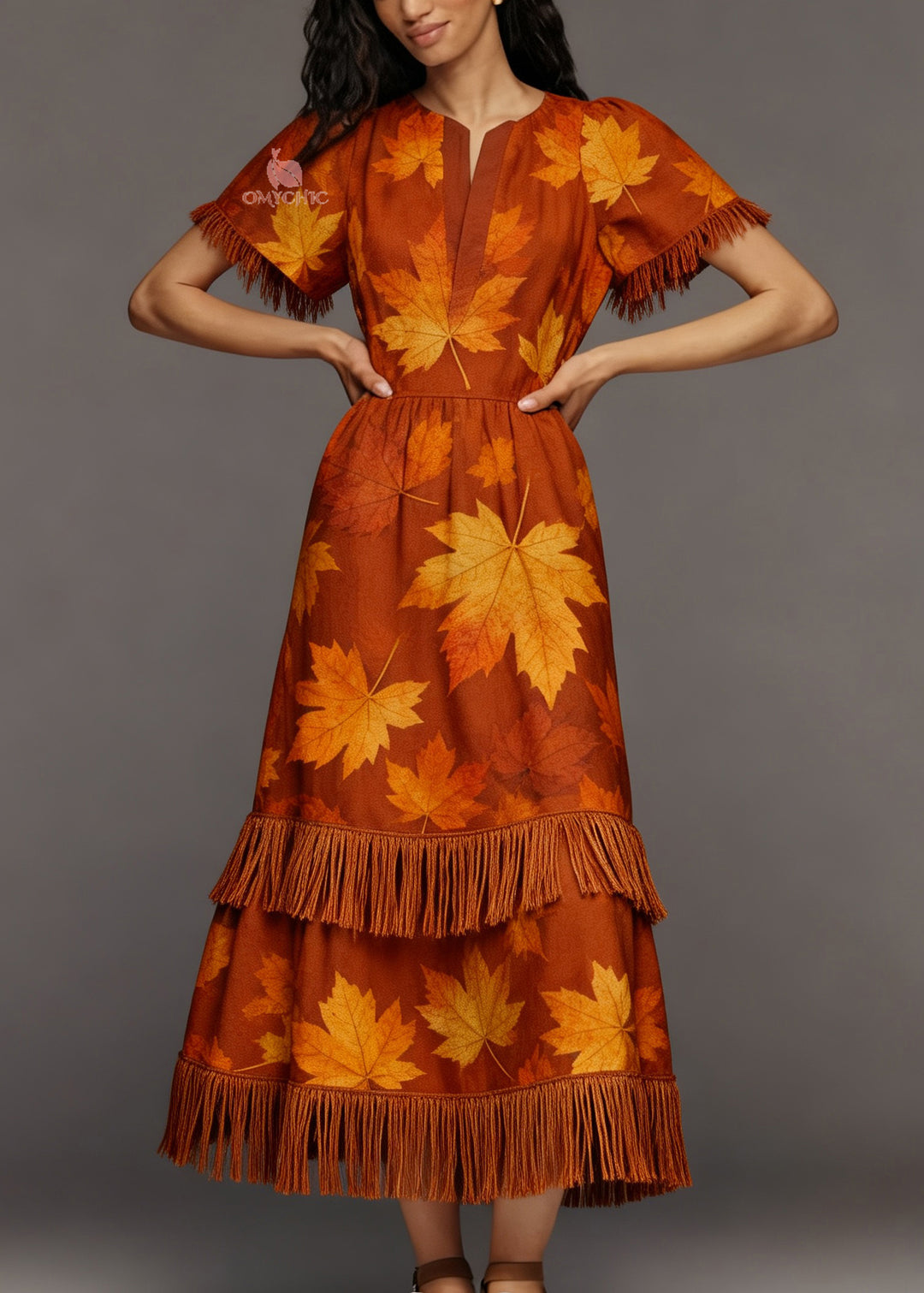 Plus Size Print Tasseled Patchwork Cotton Maxi Dresses Summer