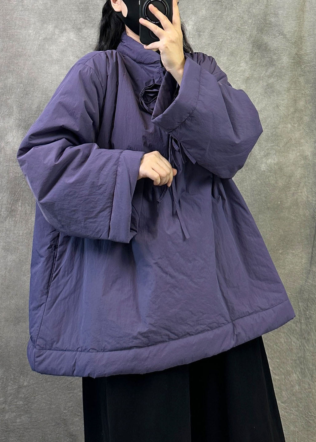 Plus Size Purple Oversized Fine Cotton Filled Pullover Parka Winter