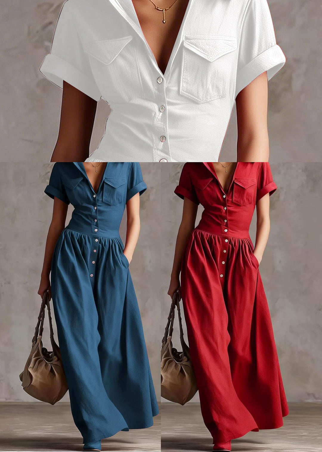 Plus Size Red Peter Pan Collar Cotton Party Dress Summer