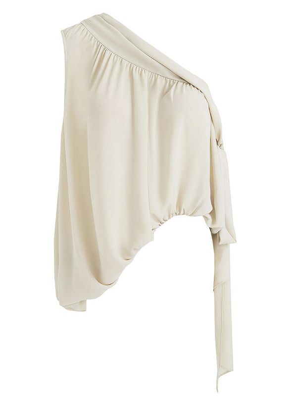 Plus Size Yellow One Shoulder Asymmetrical Design Chiffon Tops Summer