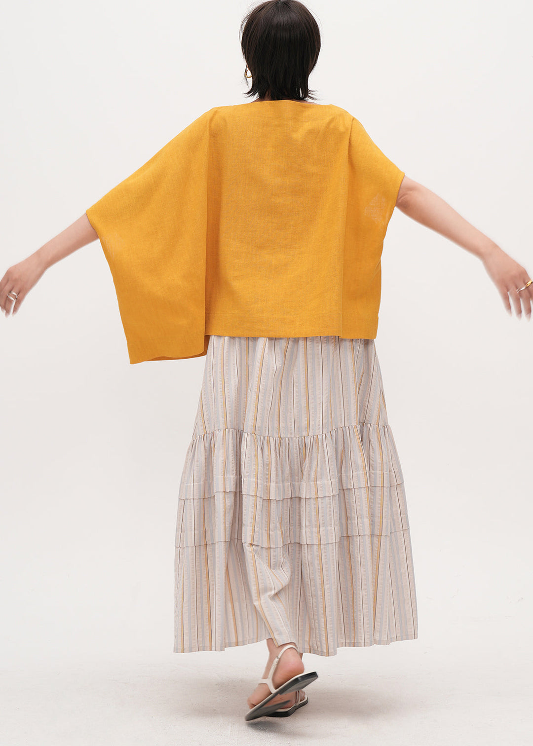 Plus Size Yellow Oversized Linen Tank Tops Batwing Sleeve