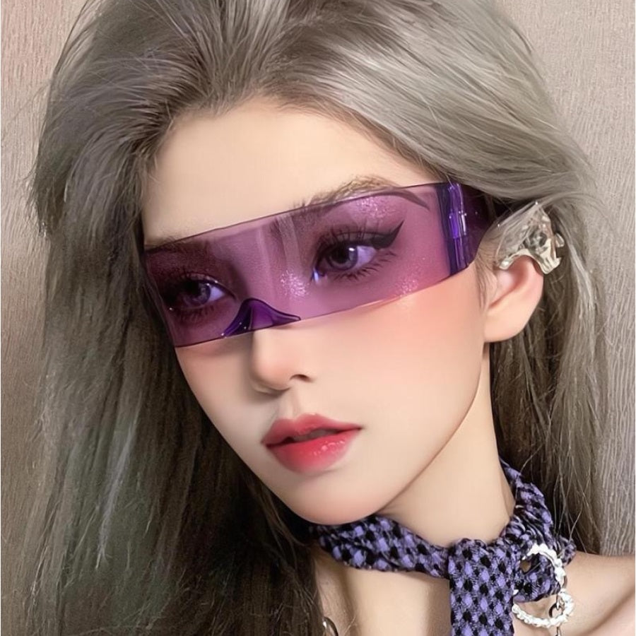 Punk Laser Trampoline Silver Technology Blue Sunglasses