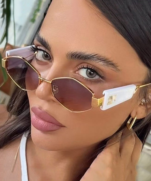 Punk Style White Geometric Metal Sunglasses