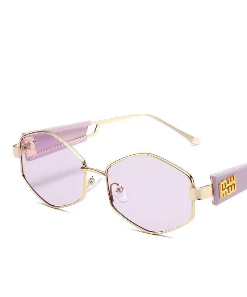 Punk Style White Geometric Metal Sunglasses