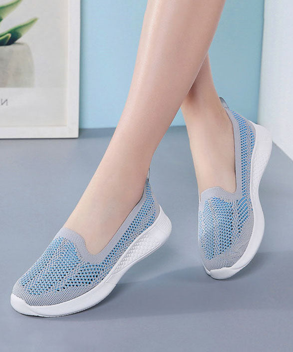 Purple Comfy Breathable Mesh Splicing Flat Shoes For Women