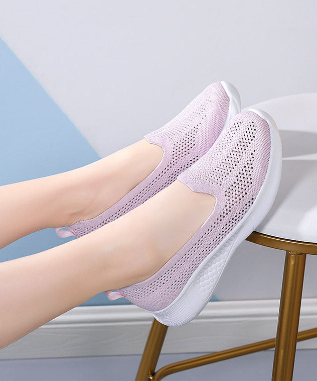 Purple Comfy Breathable Mesh Splicing Flat Shoes For Women