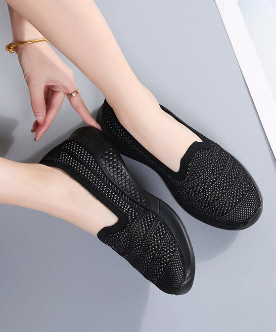 Purple Comfy Breathable Mesh Splicing Flat Shoes For Women
