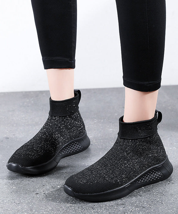 Purple Flat Feet Shoes Knit Fabric Casual Hollow Out Flats