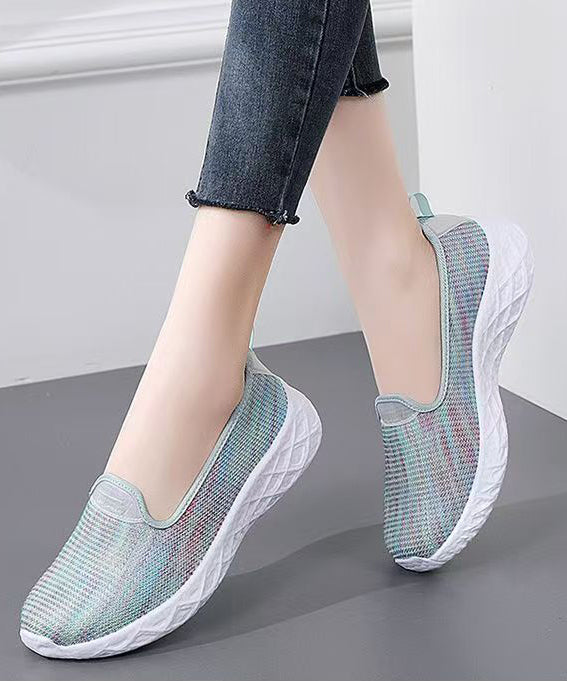 Purple Flat Shoes For Women Knit Fabric Unique Flat Feet Shoes