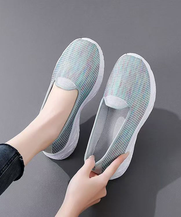 Purple Flat Shoes For Women Knit Fabric Unique Flat Feet Shoes