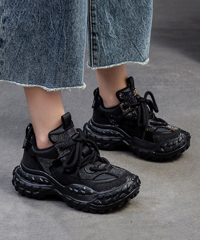 Purple Lace Up Breathable Mesh Splicing Suede Platform Sport Shoes