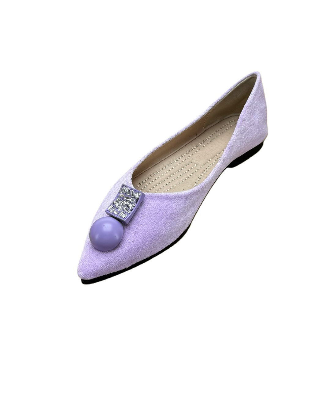 Purple Penny Loafers Splicing Pointed Toe Plus Size