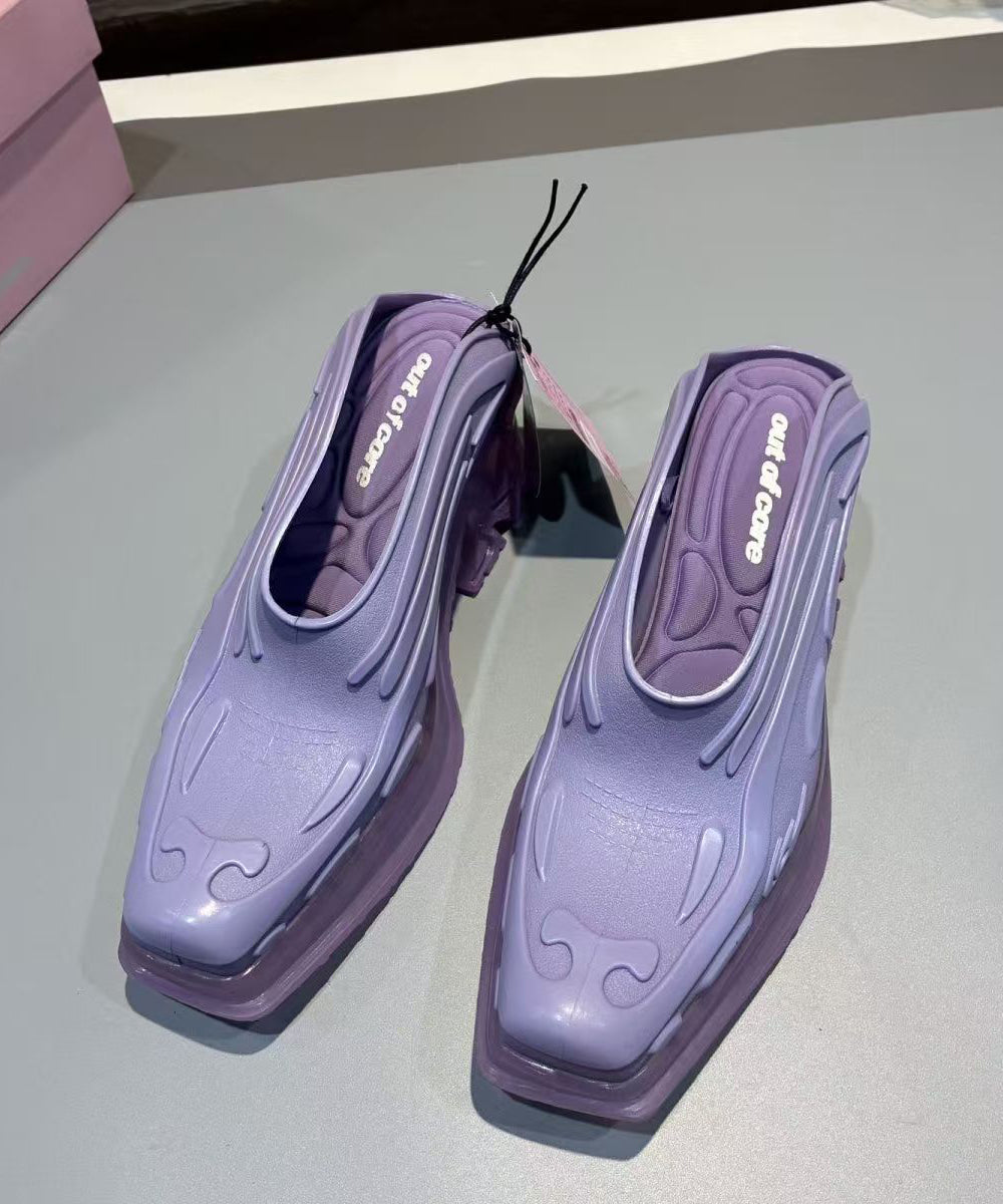 Purple Platform Shoes Fashion Splicing Square Toe