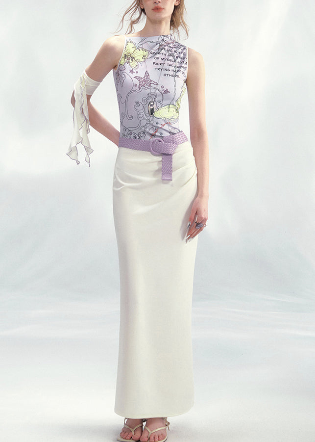 Purple White Asymmetrical Patchwork Maxi Dress Summer
