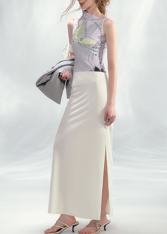 Purple White Asymmetrical Patchwork Maxi Dress Summer