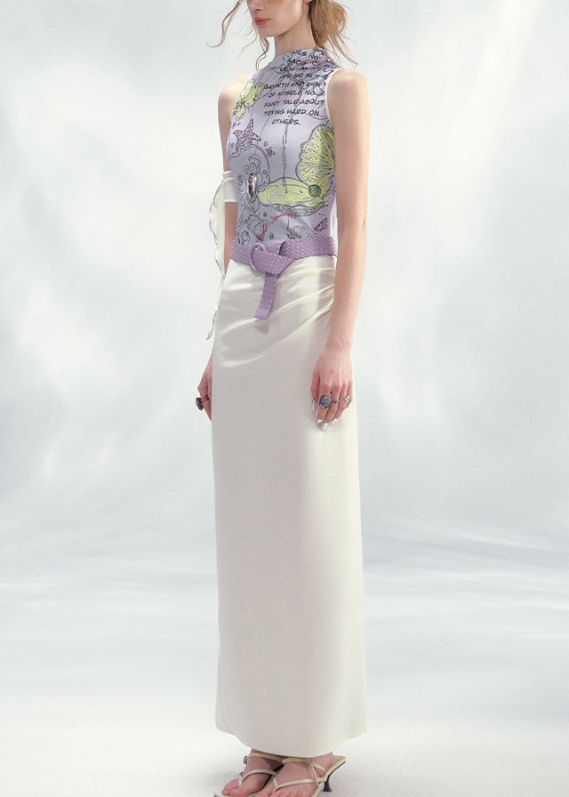 Purple White Asymmetrical Patchwork Maxi Dress Summer