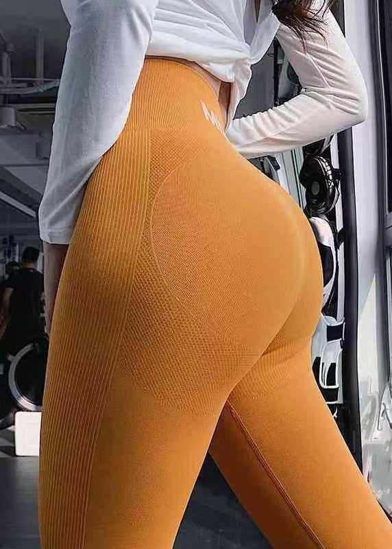 Push Up Yellow High Waist Graphic Capri Gym Shark Leggings