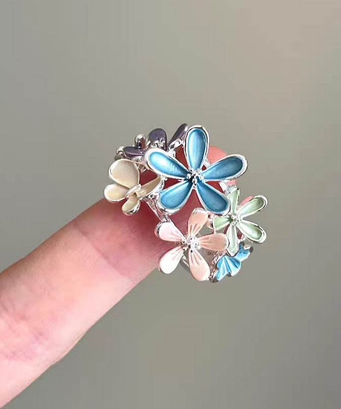 Rainbow Floral Original Design Alloy Rings - Omychic
