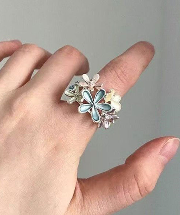 Rainbow Floral Original Design Alloy Rings - Omychic