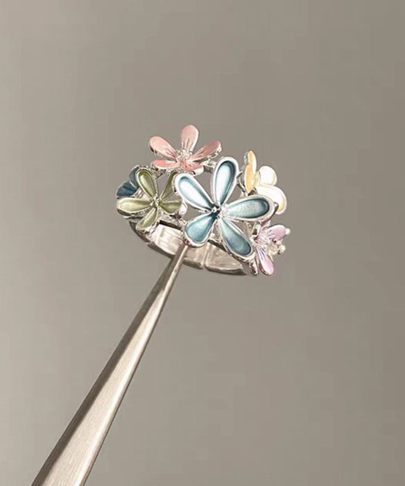 Rainbow Floral Original Design Alloy Rings - Omychic
