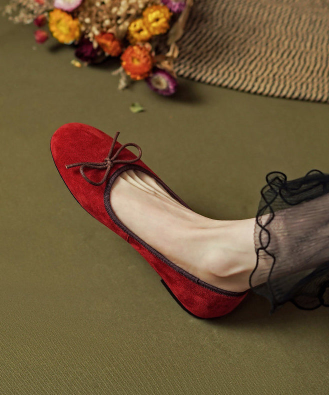 Red Bow Sheepskin Comfy Penny Loafers