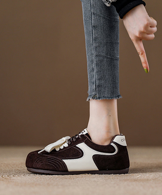 Red Lace Up Platform Suede Fashion Splicing Flat Shoes