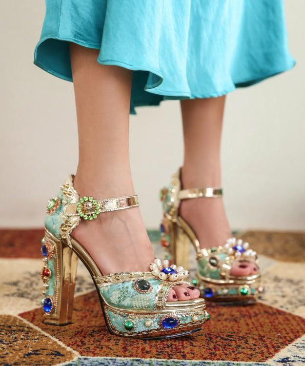 Red Luxury Zircon Gem Stone High Heels From Europe And America