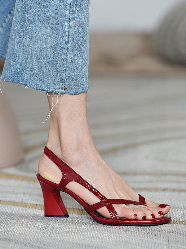 Red Sandals Peep Toe High Heel Sandals