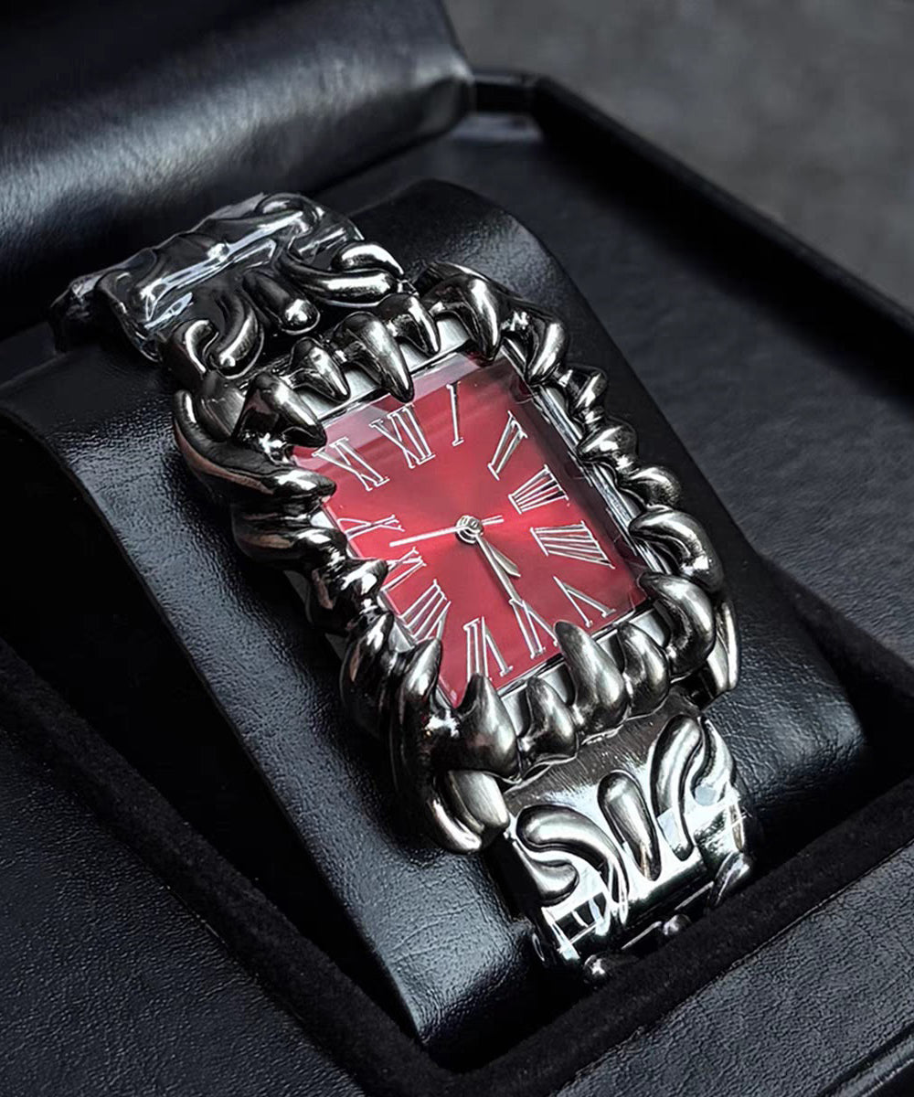 Red Stainless Steel Waterproof Machinery Men Watches - Omychic