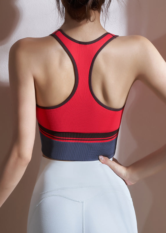 Red Striped Patchwork Gymshark Sports Bra
