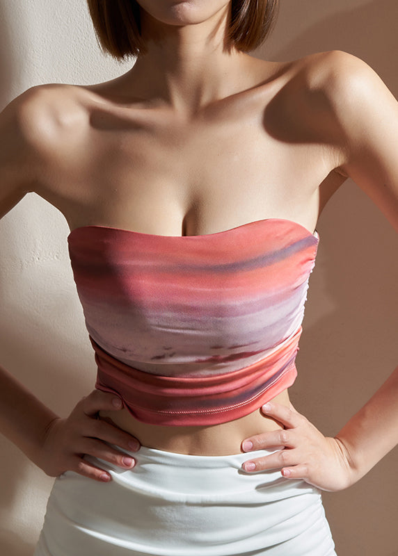 Red Tie Dye Sports Bra Tank Top