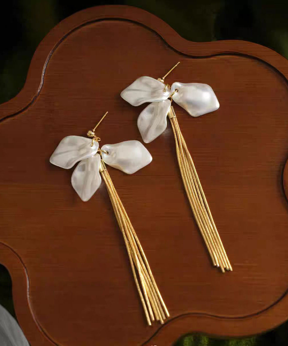 Regular Gold Copper Overgild Floral Tassel Drop Earrings