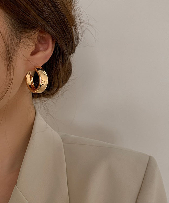 Regular Gold Metal Circle Hoop Earrings - Omychic