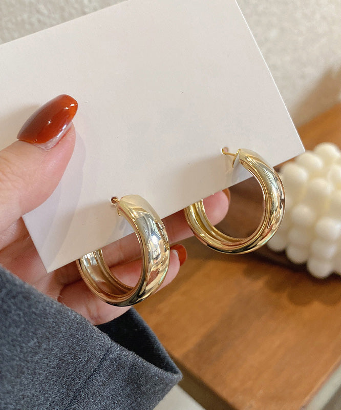 Regular Gold Metal Circle Hoop Earrings - Omychic