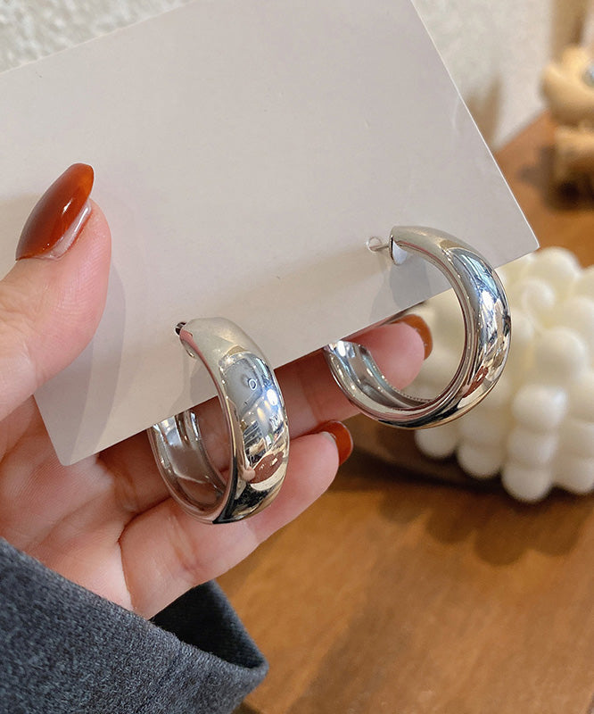 Regular Gold Metal Circle Hoop Earrings - Omychic