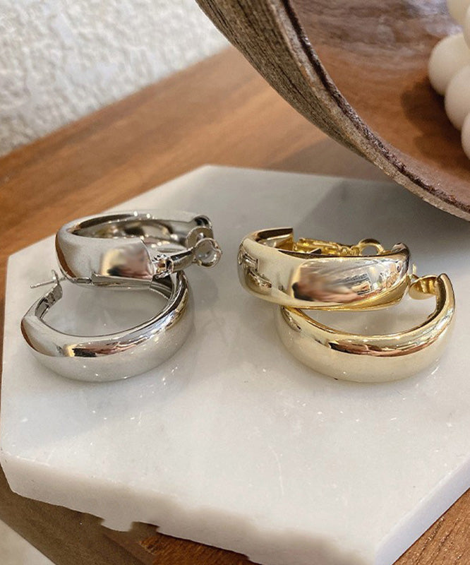 Regular Gold Metal Circle Hoop Earrings - Omychic