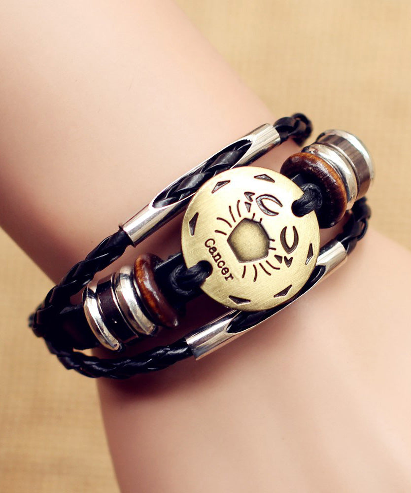 Retro Black Cancer Alloy Constellation Bangle