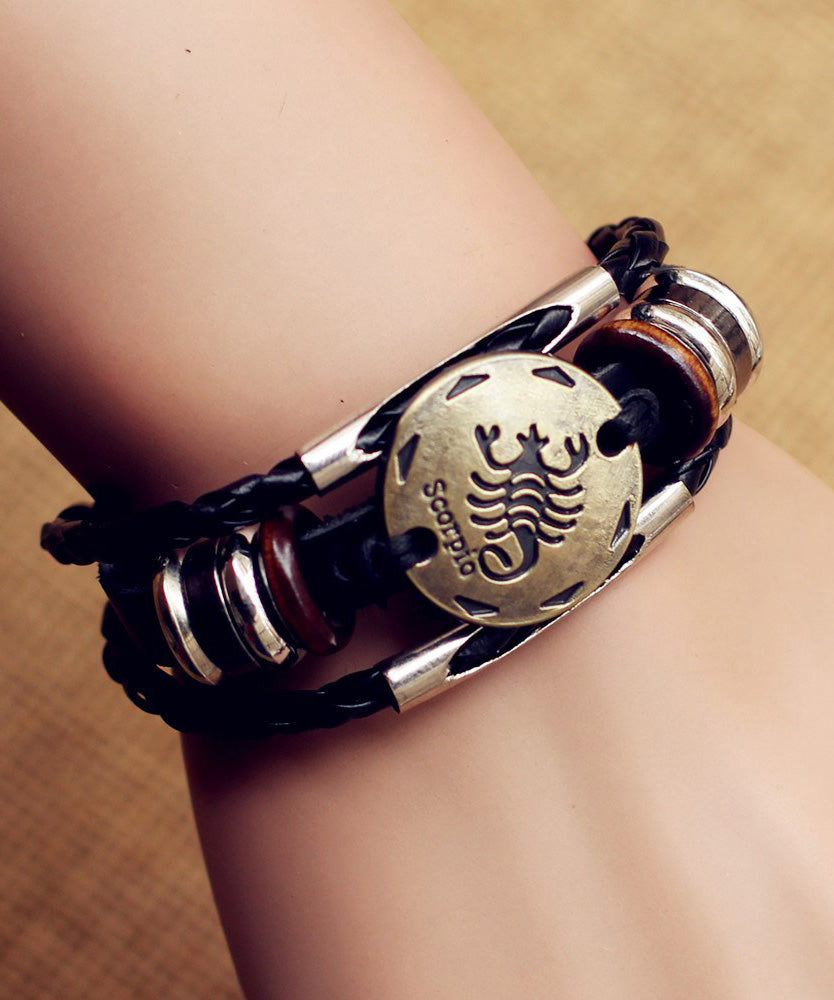 Retro Black Cancer Alloy Constellation Bangle