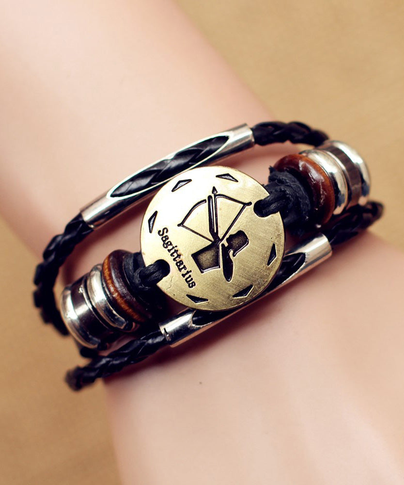 Retro Black Cancer Alloy Constellation Bangle