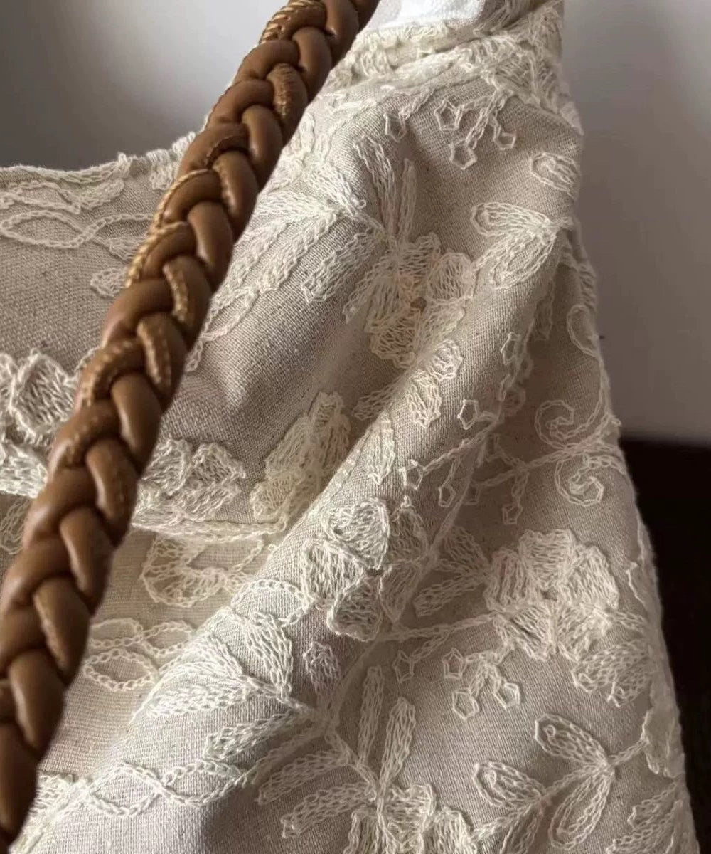 Retro Black Embroidered Flower Cotton Women Handbags