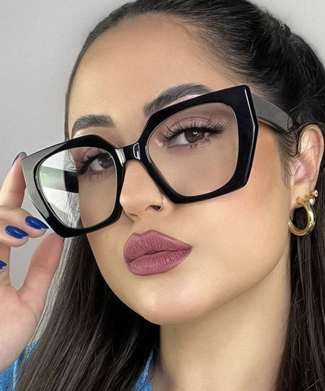Retro Black PC Polygon Blue Light Blocking Sunglasses