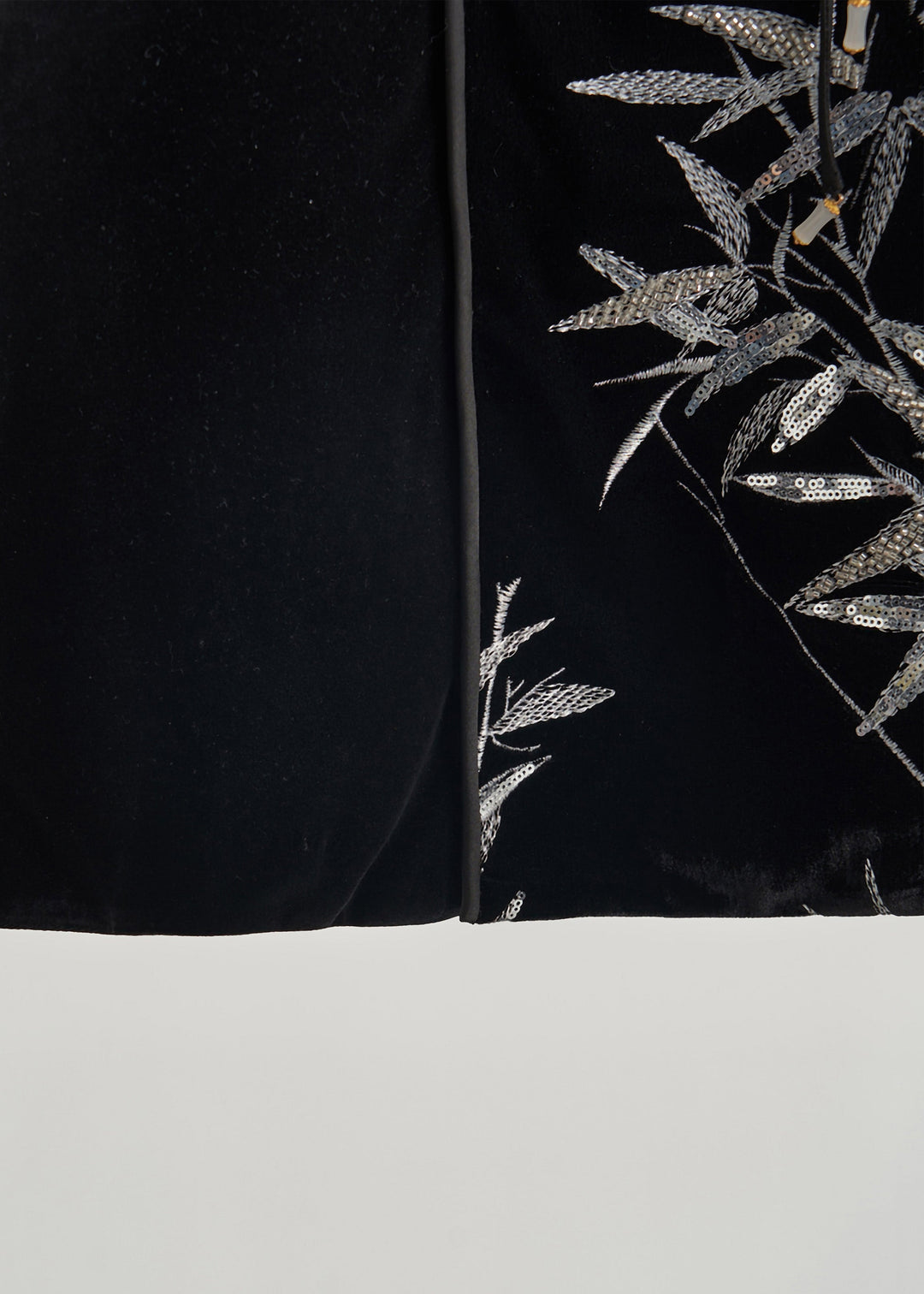 Retro Black Sequins Bamboo Silk Velour Top Fall