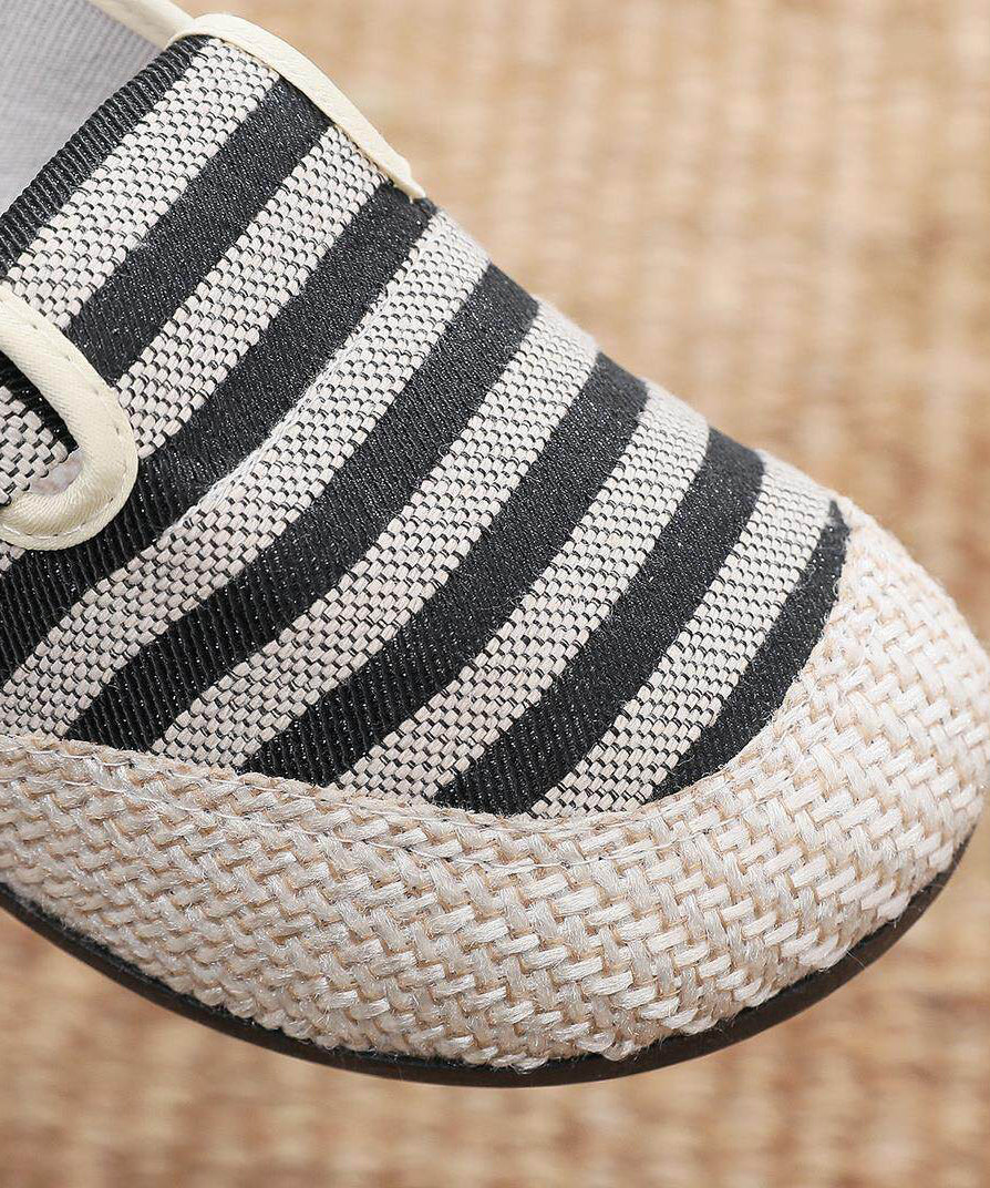 Retro Black Striped Flat Feet Shoes Comfortable Flats